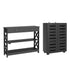 2‑Piece Entryway Set – Console Table w/ Charging & Shoe Cabinet, Black