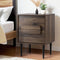 2 Drawer Bedside Table Walnut Nightstand with Metal Legs