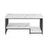Artiss Coffee Table 100cm Faux Marble Finish Center Table 2-Tier Storage White&Black