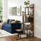 Artiss 5‑Tier Ladder Bookshelf – L‑Shaped Display Rack, Metal Frame, Black/Walnut