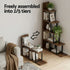 Artiss 5‑Tier Ladder Bookshelf – L‑Shaped Display Rack, Metal Frame, Black/Walnut