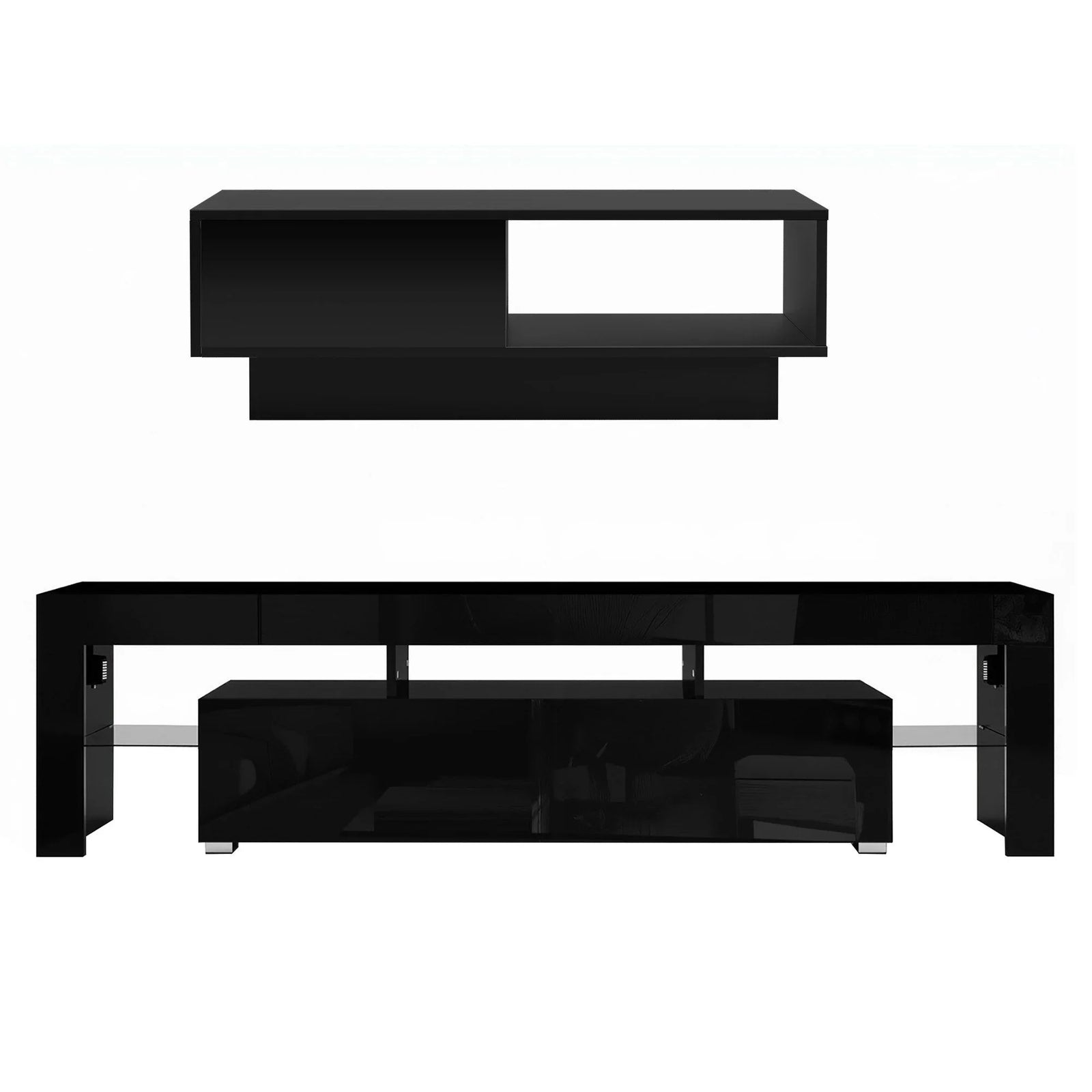 LED TV Unit & Coffee Table Set – 189cm Black High‑Gloss RGB Furniture