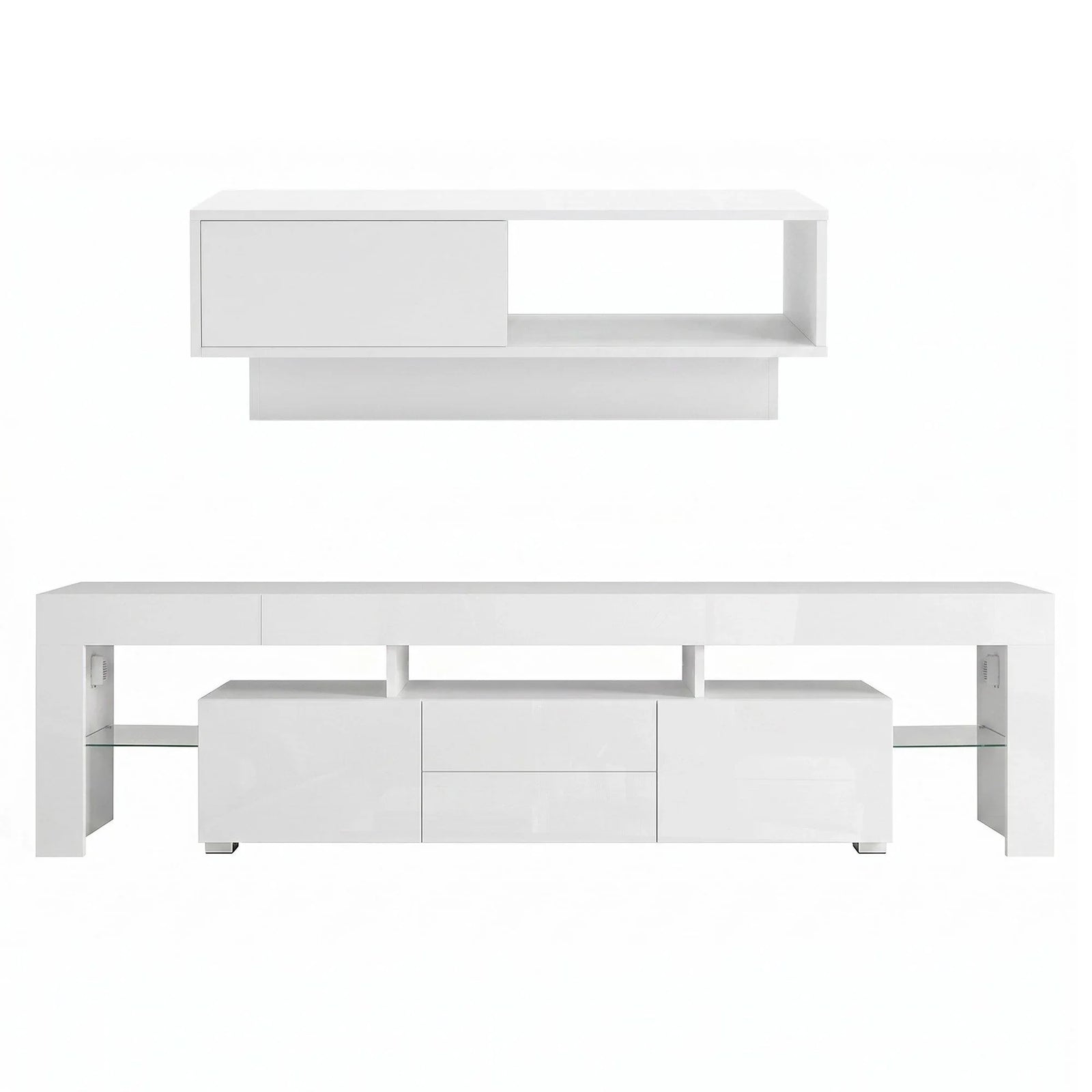 LED TV Unit & Coffee Table Set – 189cm White High‑Gloss RGB Furniture