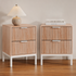 2X Bedside Table 2 Drawers Storage Nightstand Cabinet Metal Legs Pine