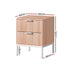 2X Bedside Table 2 Drawers Storage Nightstand Cabinet Metal Legs Pine
