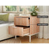 2X Bedside Table 2 Drawers Storage Nightstand Cabinet Metal Legs Pine