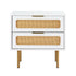 Artiss Rattan Bedside Table 2 Drawers Pine