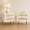 2x Rattan Bedside Table 2 Drawers White