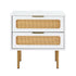2x Rattan Bedside Table 2 Drawers White