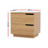 Bedside Table 2 Drawers Nightstand Pine