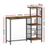 Artiss Industrial Bar Table with Wine Rack Cup Holder Multi-Level Storage 122cm Walnut