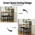 Artiss Industrial Bar Table with Wine Rack Cup Holder Multi-Level Storage 122cm Walnut