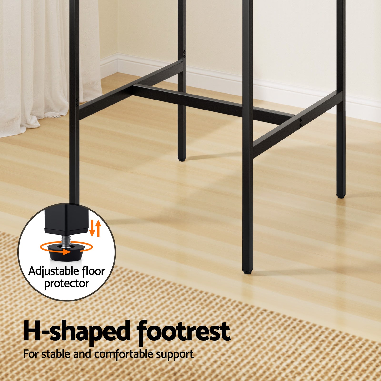 Bar Table Counter Kitchen Dining Desk Pub 60x92cm Vintage Metal Walnut