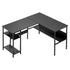Computer Desk L shape Home Office Study Table Desks Open Shelf Black