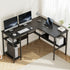 Computer Desk L shape Home Office Study Table Desks Open Shelf Black