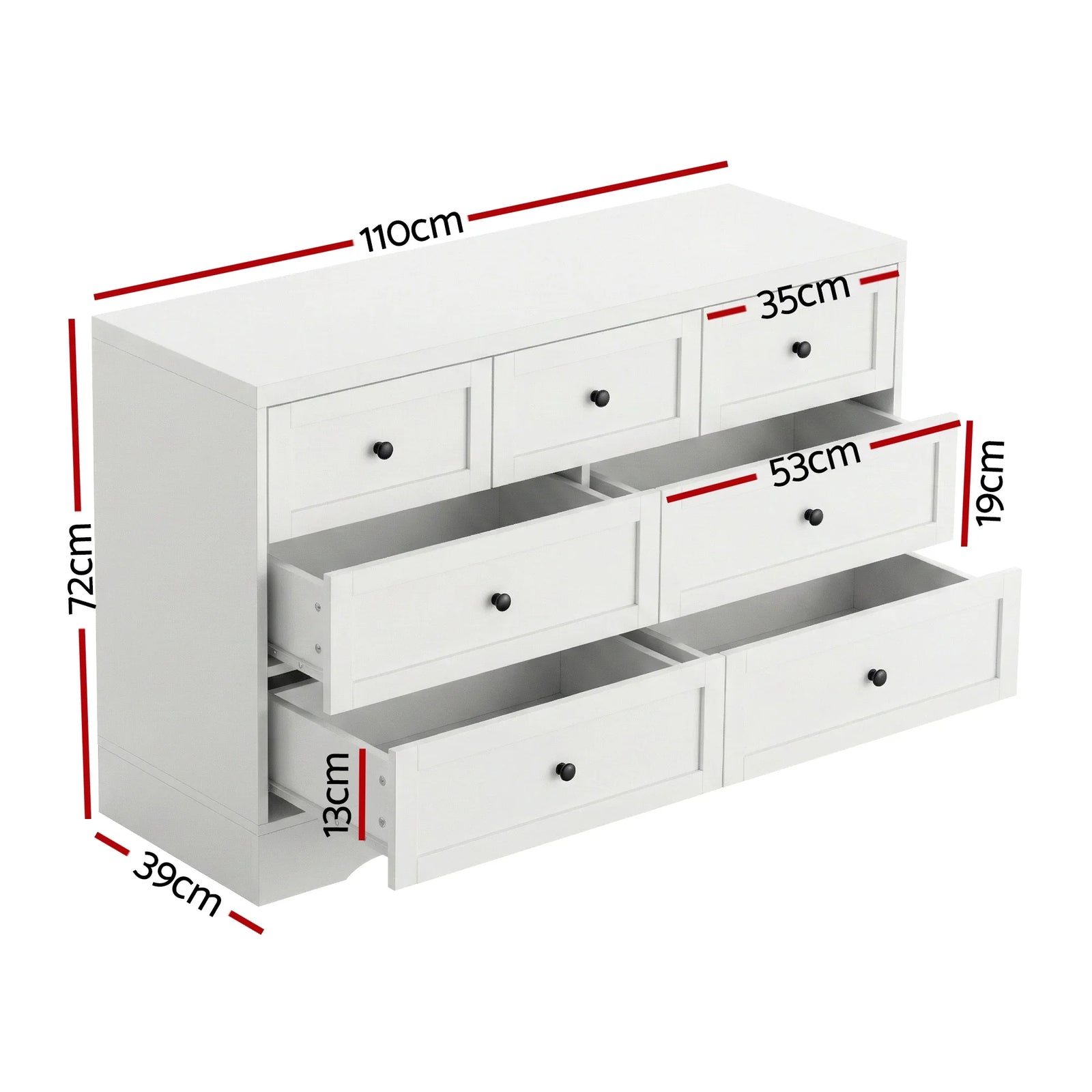 7 Chest of Drawers Dresser Table White