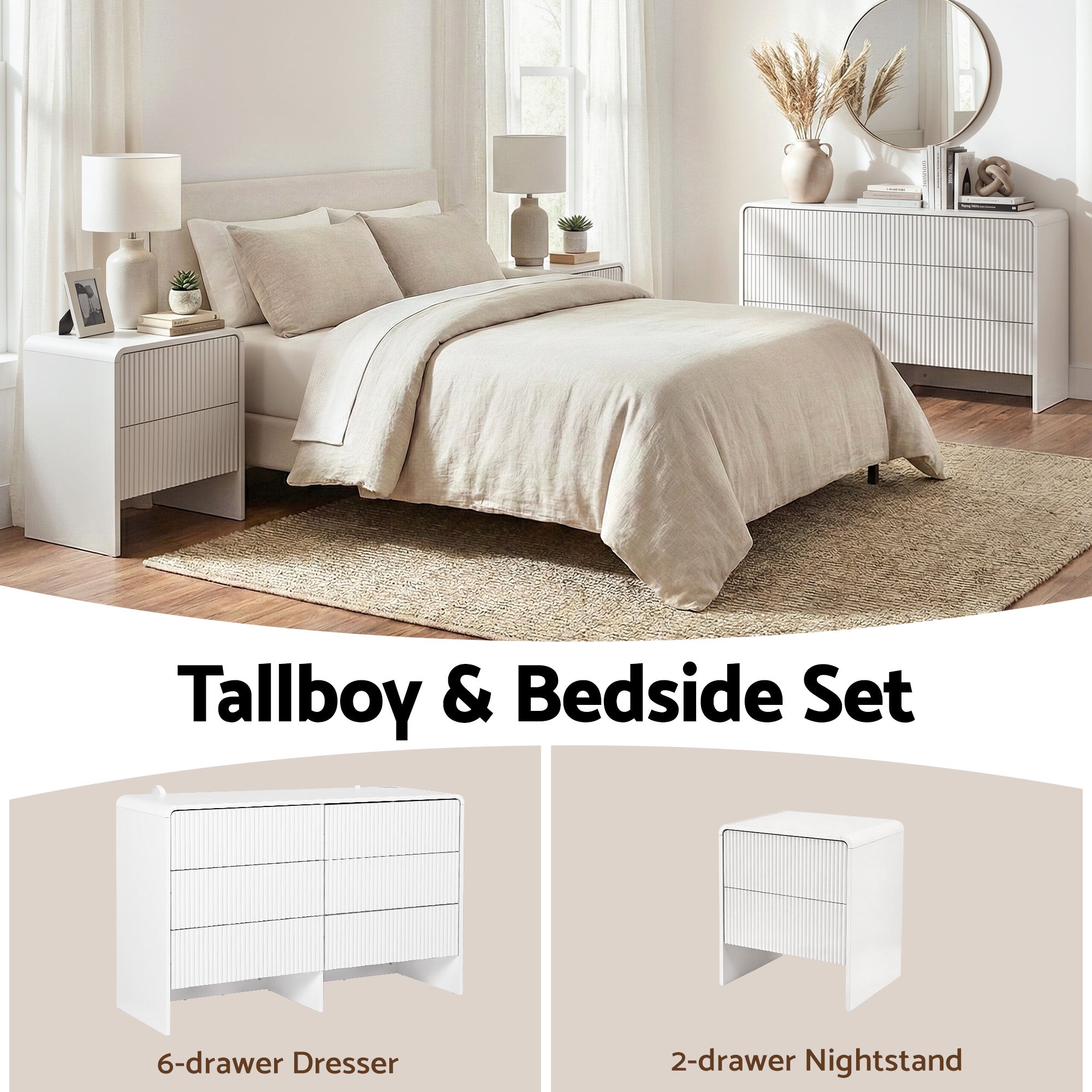 6 Chest of Drawers Dresser Cabinet White