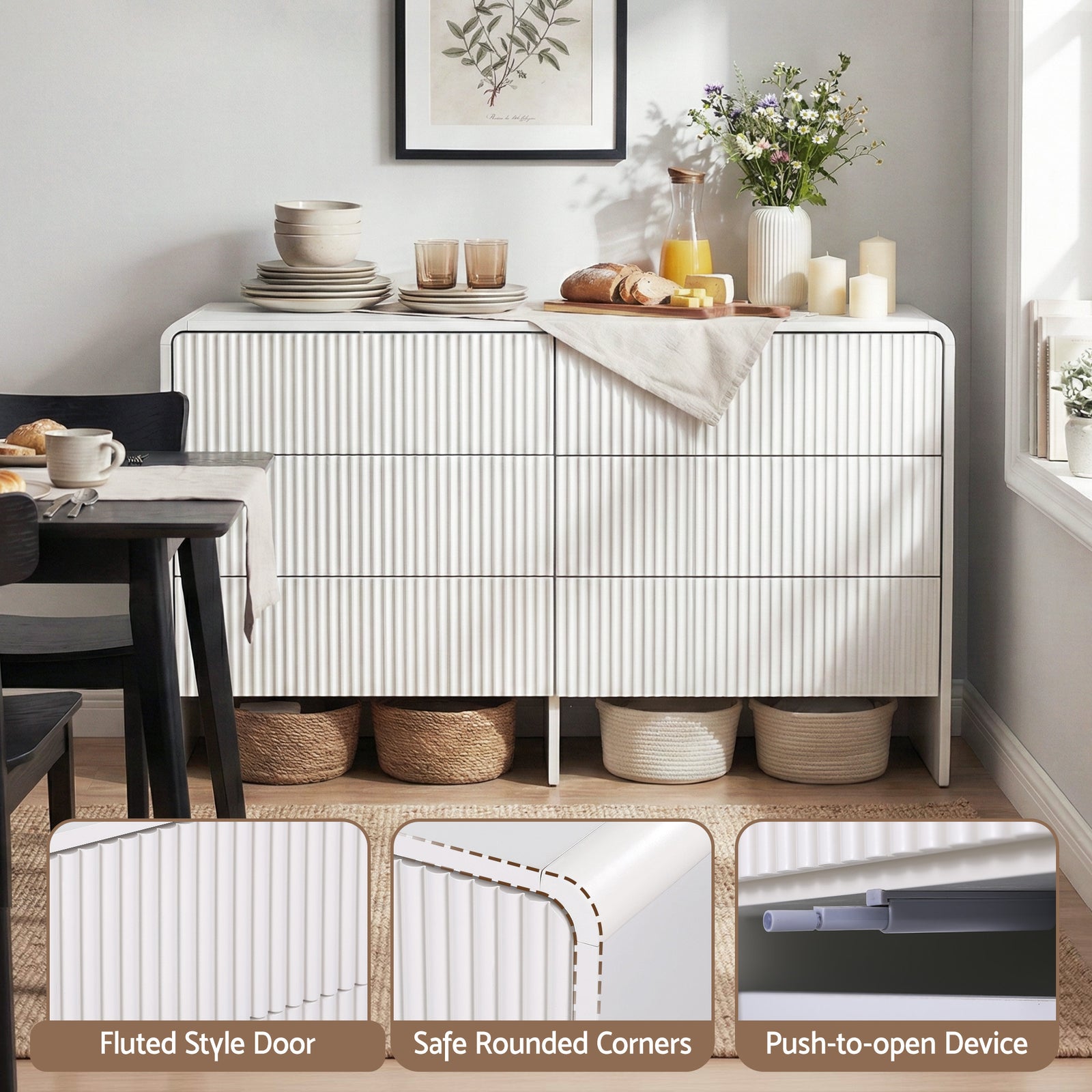 6 Chest of Drawers Dresser Cabinet White