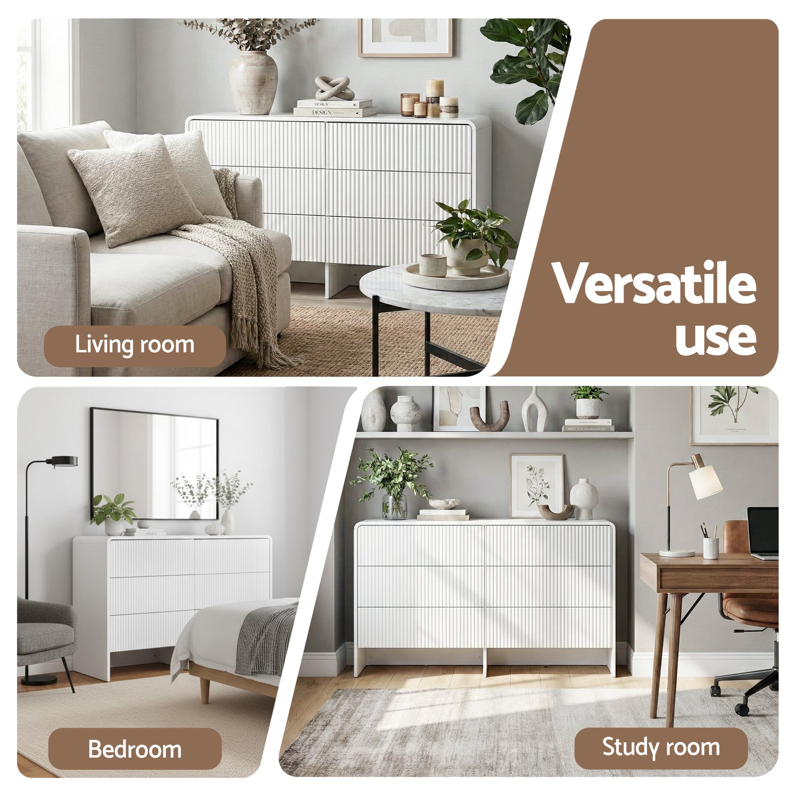 6 Chest of Drawers Dresser Cabinet White