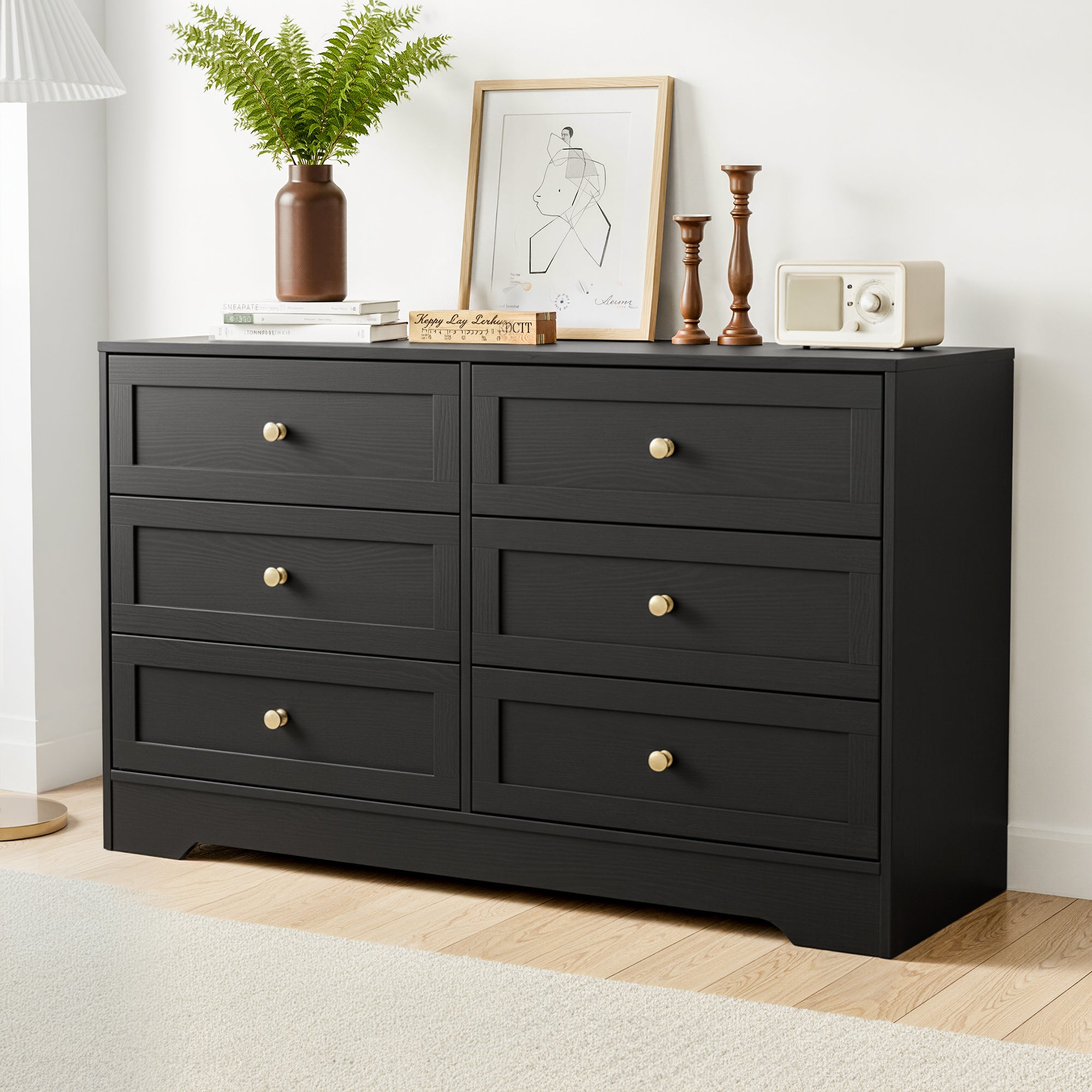 6 Chest of Drawers Tallboy Cabinet - LEIF Black