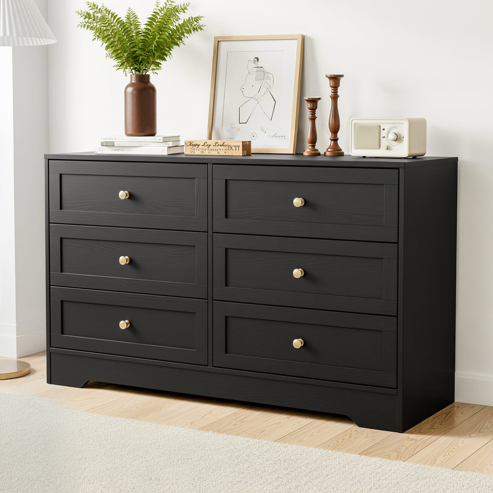 6 Chest of Drawers Tallboy Cabinet - LEIF Black