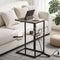 C-Shaped End Table Charging Station 2-Tier Side Coffee Table Bedside Wood