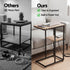 C-Shaped End Table Charging Station 2-Tier Side Coffee Table Bedside Wood