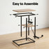 C-Shaped End Table Charging Station 2-Tier Side Coffee Table Bedside Wood