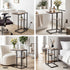 C-Shaped End Table Charging Station 2-Tier Side Coffee Table Bedside Wood