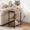 Artiss Side Table with Charging Station – 60cm Flip‑Top Storage 3‑Tier Wood