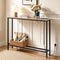 Narrow Console Table – 100cm Entryway Desk w/ Charging Station, Wood/Black