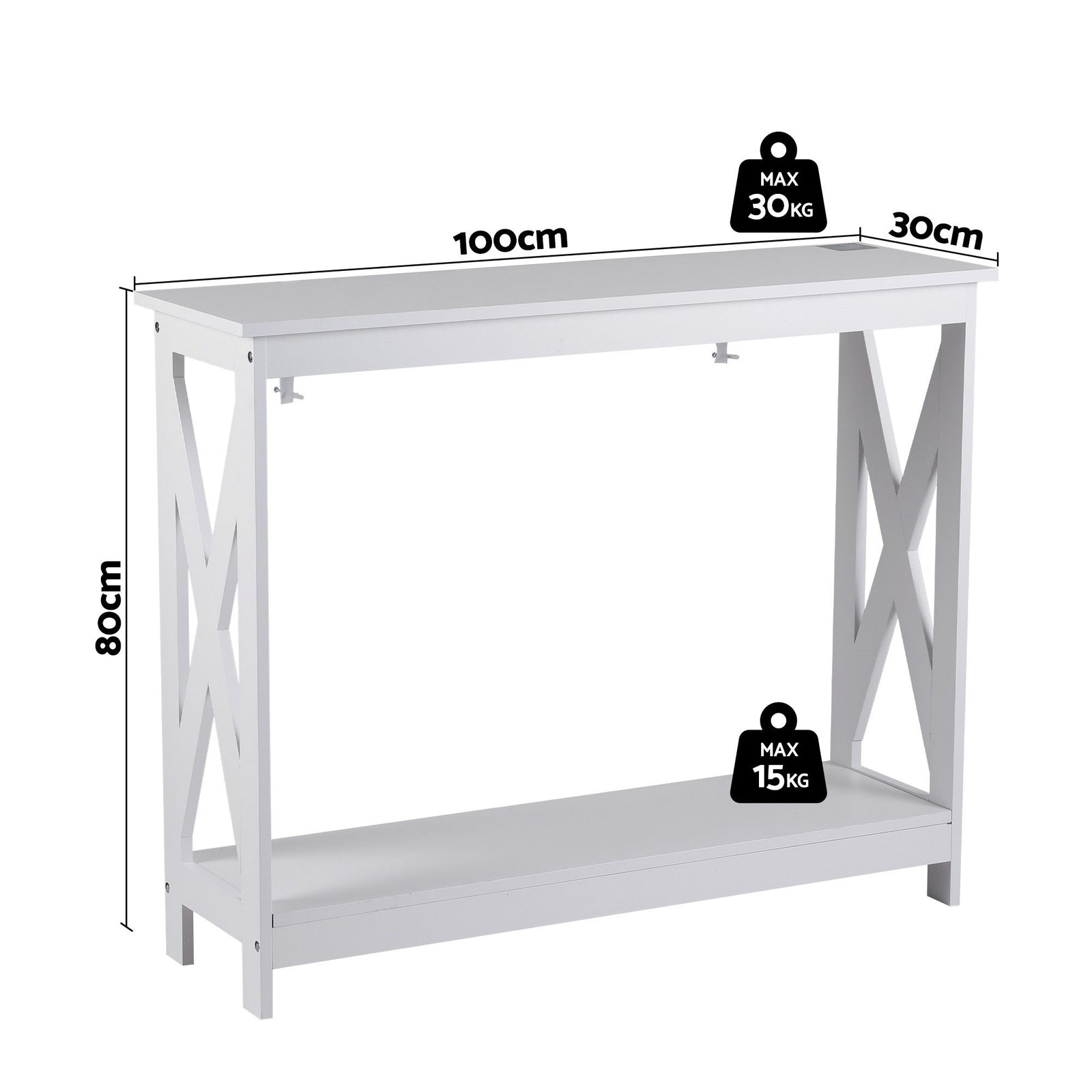 Console Table Entryway Hallway Display 2-Tier Narrow Sofa Table 100CM White