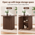 Artiss Modern Round Dining Table with Hidden Storage Base 100cm Dark Walnut