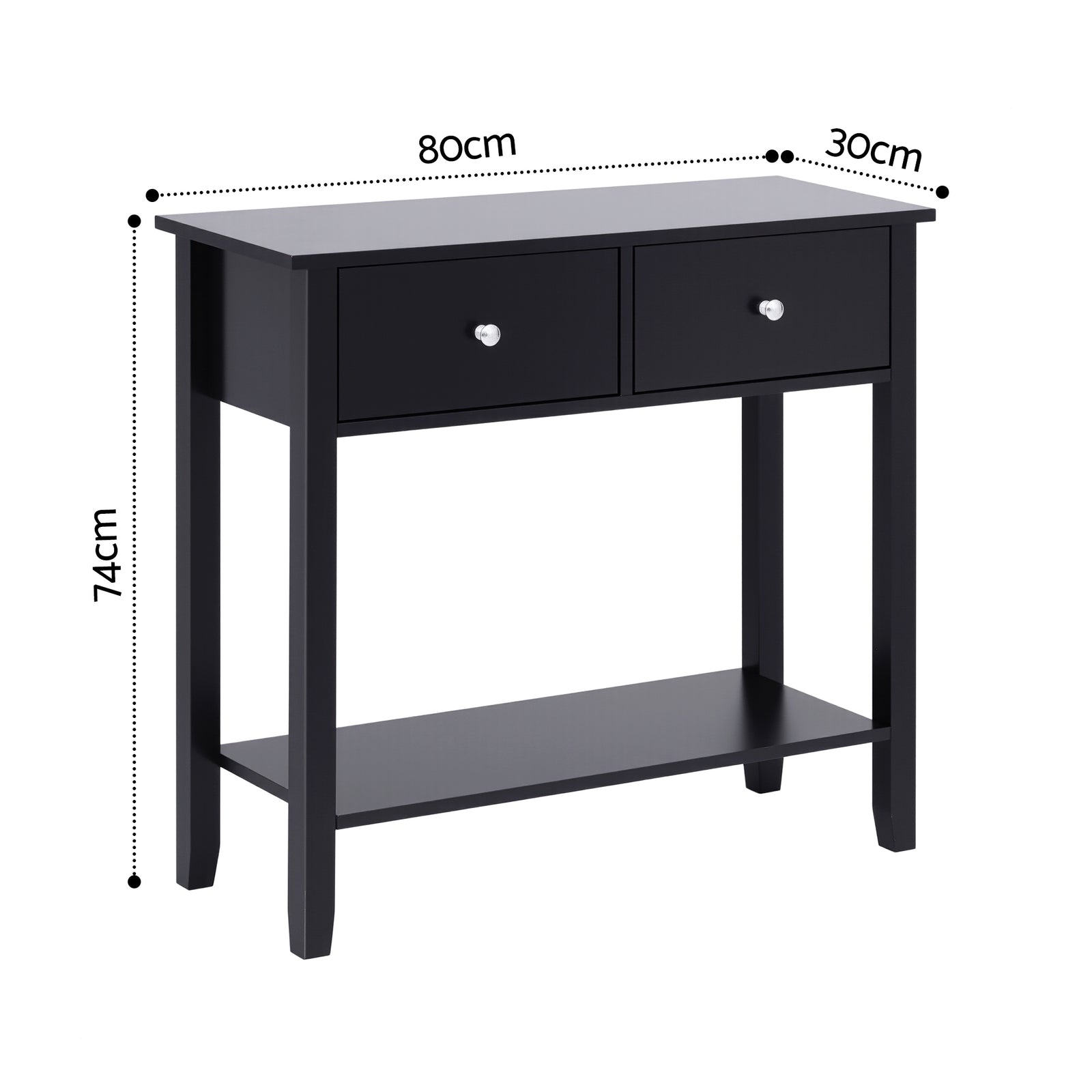 Console Table Hallway Sofa Entryway Entrance 2 Drawers 80CM Black
