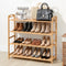 4 Tier Shoe Rack Bamboo Storage Organiser Pine