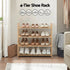 4 Tier Shoe Rack Bamboo Storage Organiser Pine