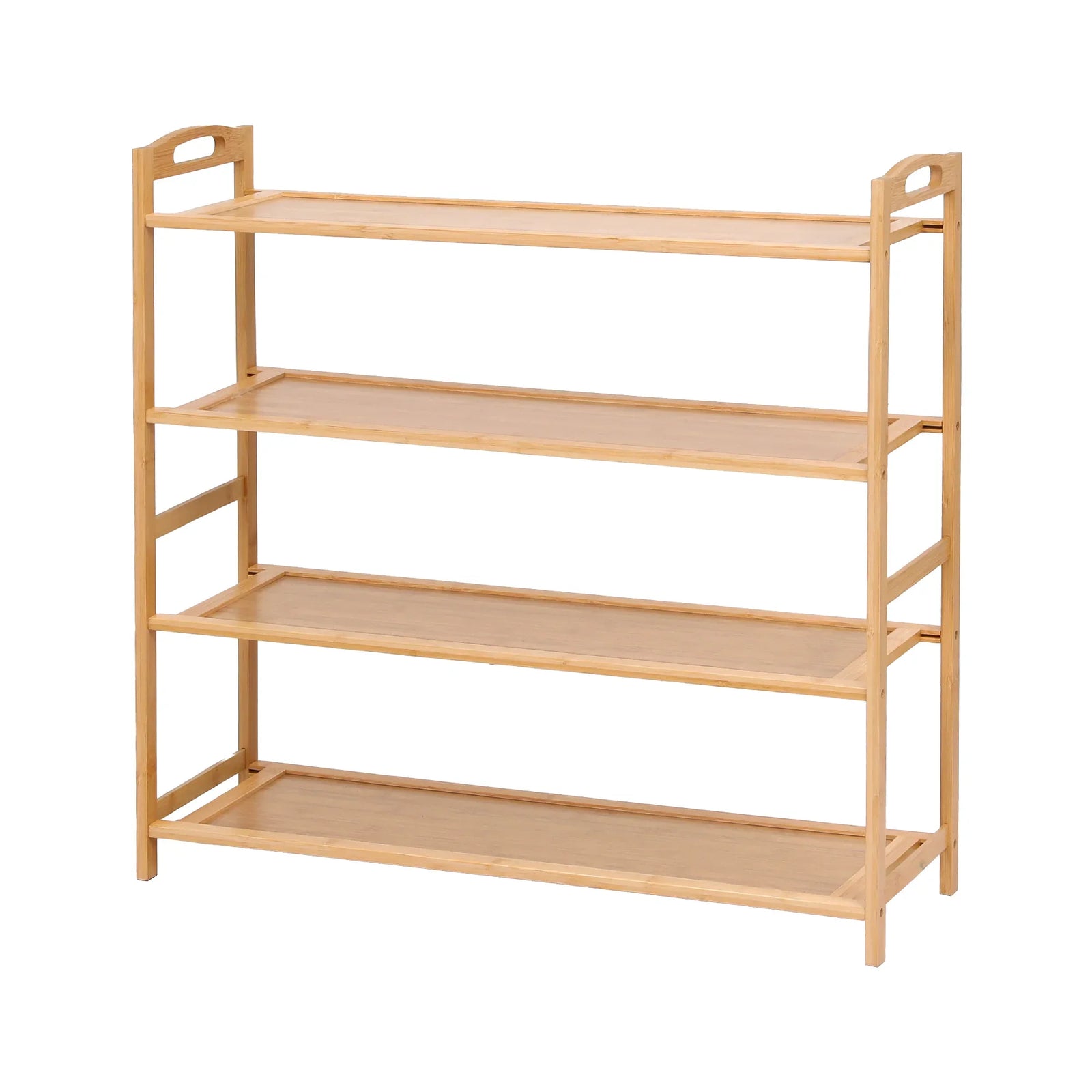 4 Tier Shoe Rack Bamboo Storage Organiser Pine