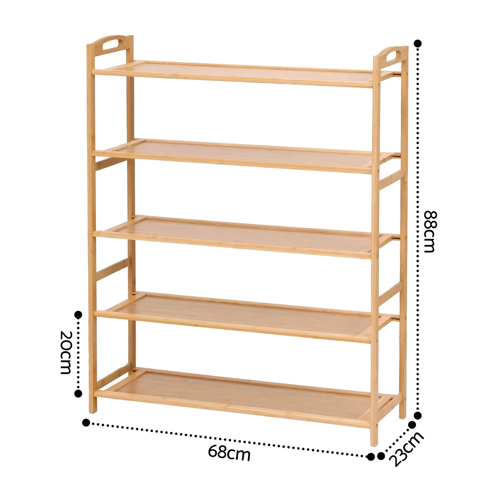 5 Tier Shoe Rack Bamboo Storage Organiser Pine