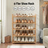 5 Tier Shoe Rack Bamboo Storage Organiser Pine