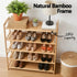 5 Tier Shoe Rack Bamboo Storage Organiser Pine