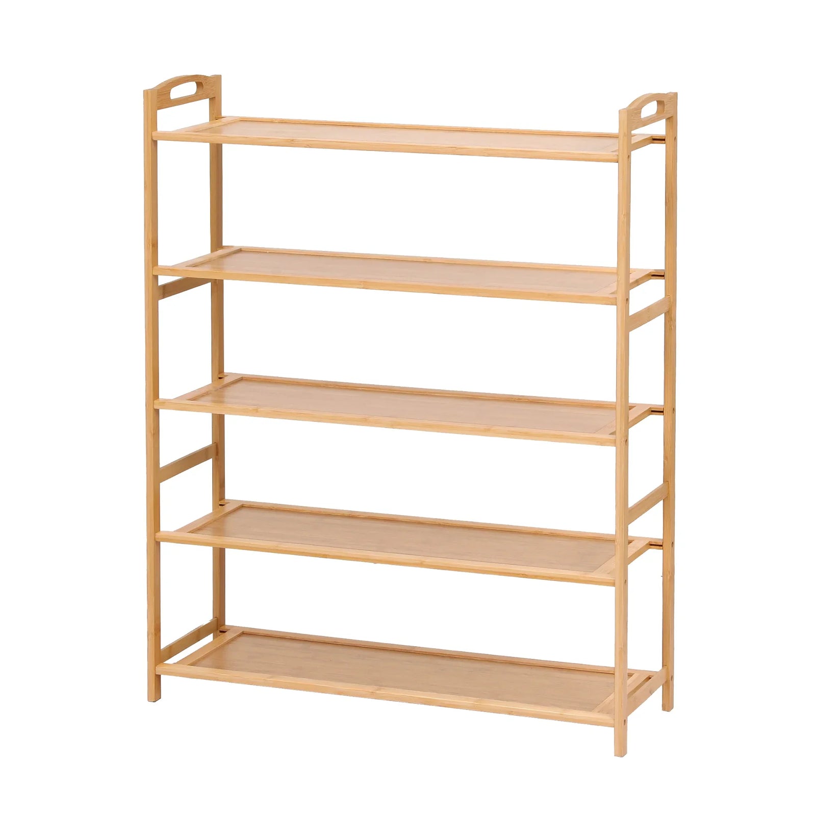 5 Tier Shoe Rack Bamboo Storage Organiser Pine