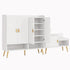 Artiss Shoe Cabinet & Bench Set White – Adjustable Shelves, Gold Feet, 120cm