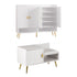 Artiss Shoe Cabinet & Bench Set White – Adjustable Shelves, Gold Feet, 120cm