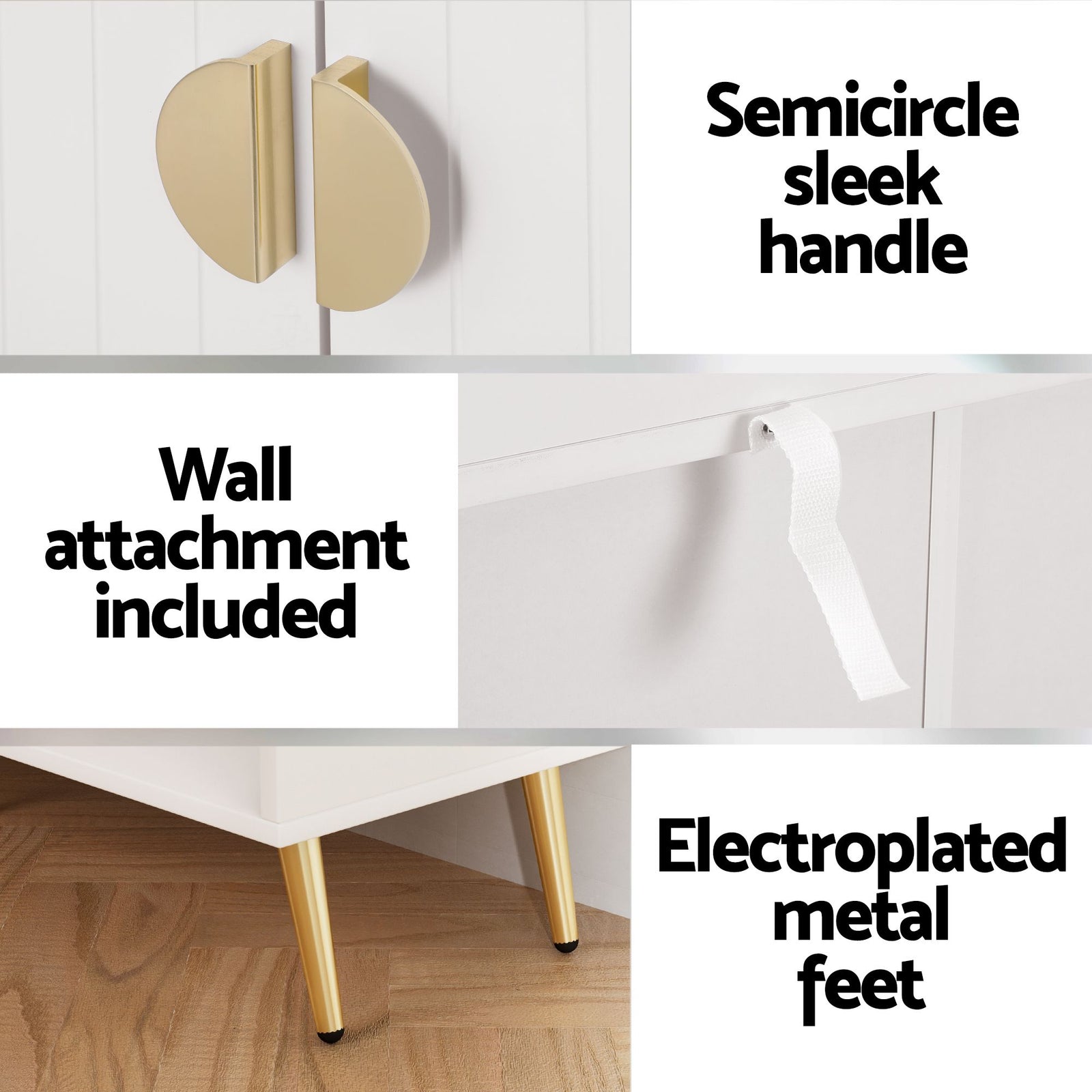 Artiss Shoe Cabinet & Bench Set White – Adjustable Shelves, Gold Feet, 120cm