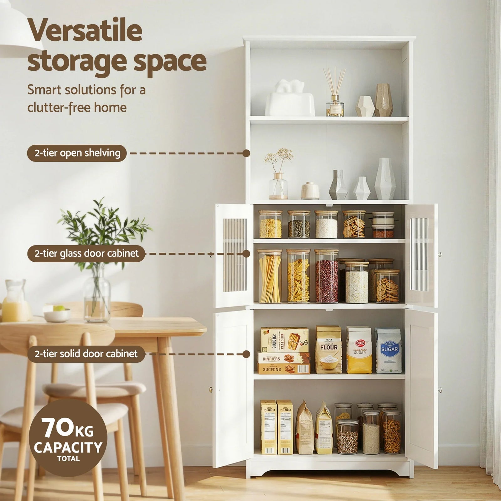 Buffet Sideboard Cabinet Pantry Kitchen Bathroom Storage Cupboard 160cm