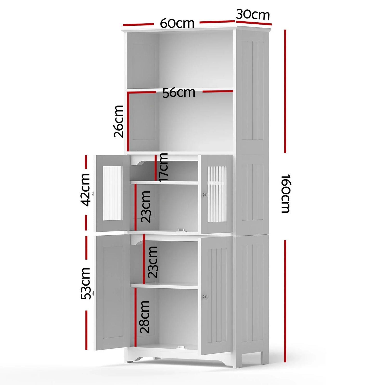 2x Buffet Sideboard Cabinet Pantry Kitchen Bathroom Storage Cupboard