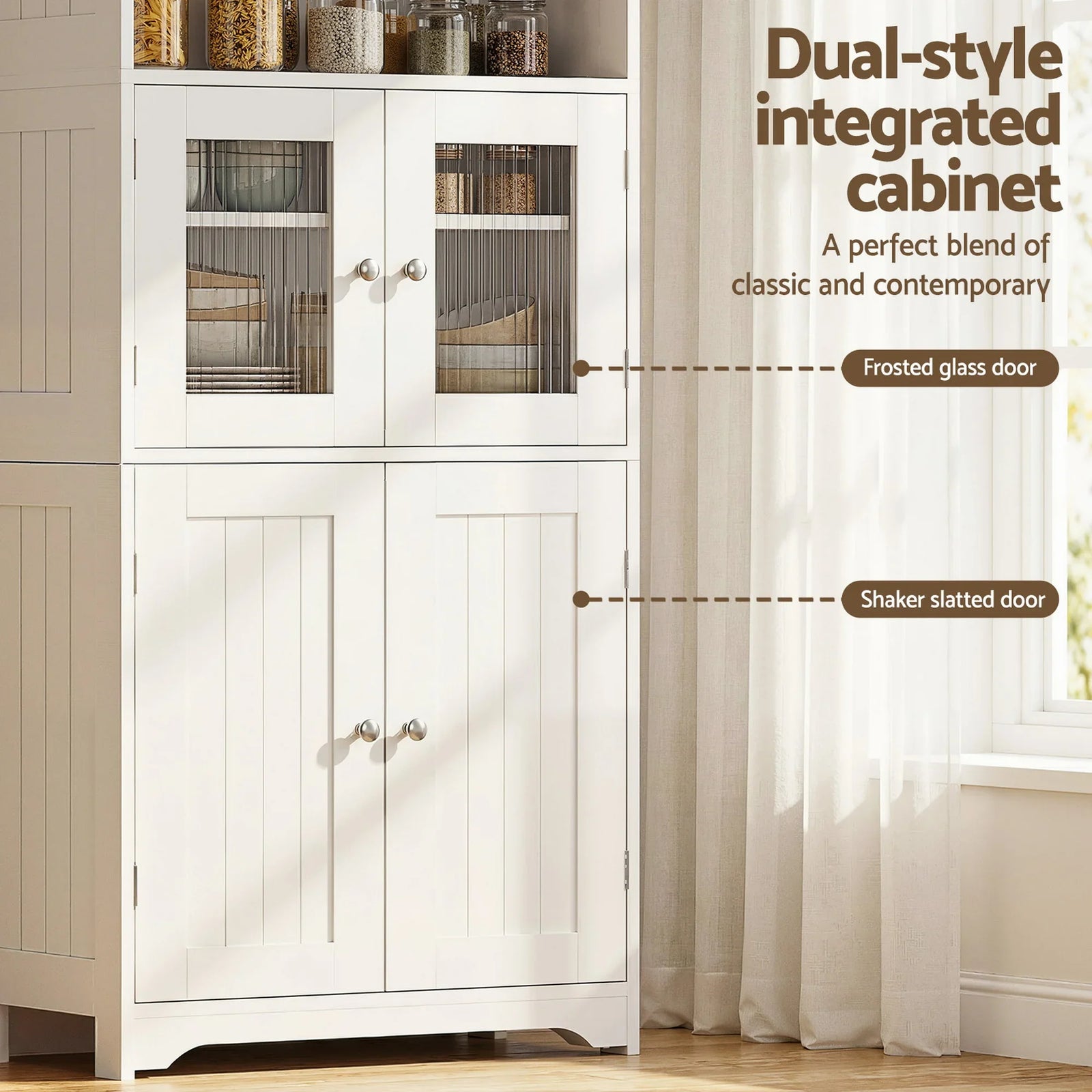 2x Buffet Sideboard Cabinet Pantry Kitchen Bathroom Storage Cupboard