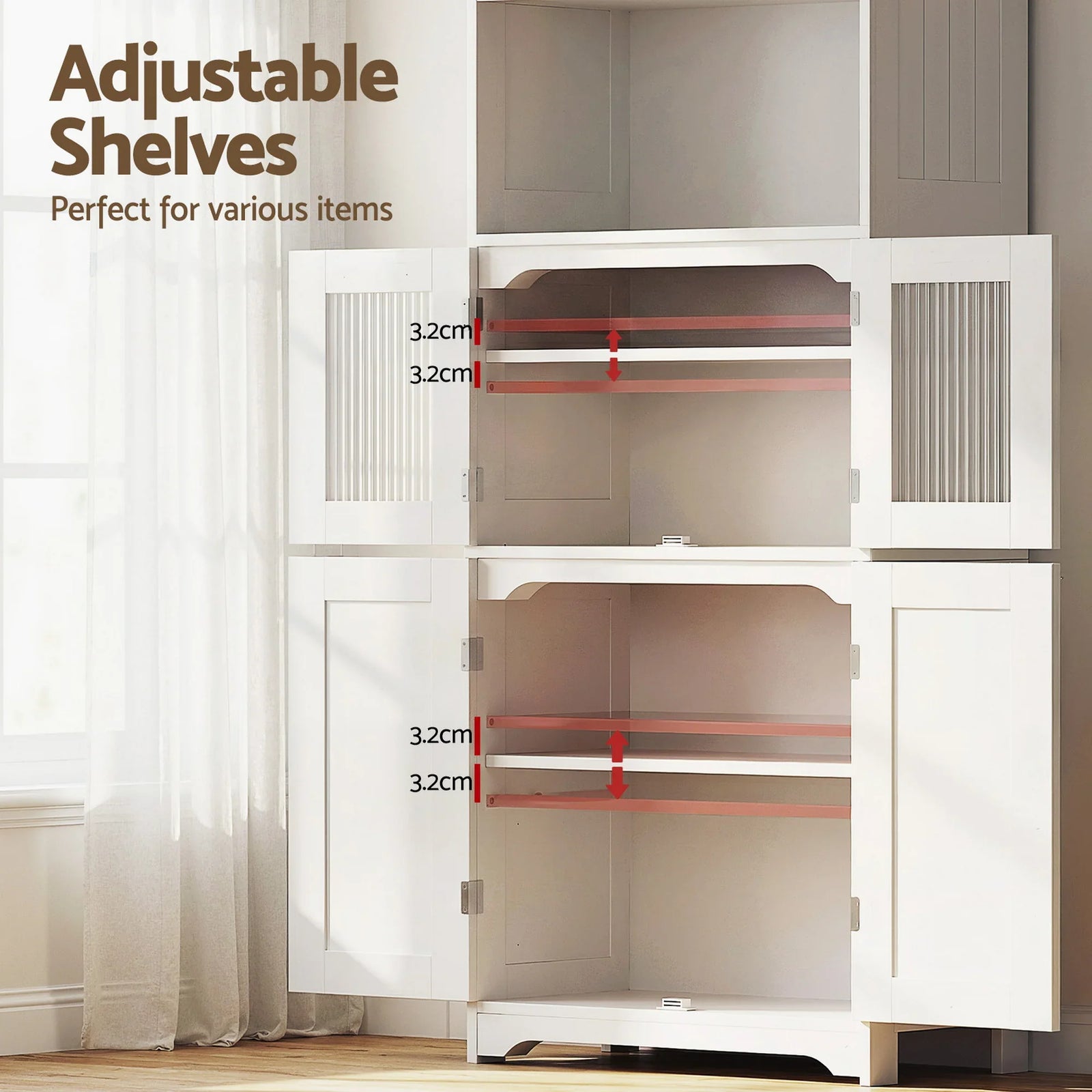 2x Buffet Sideboard Cabinet Pantry Kitchen Bathroom Storage Cupboard