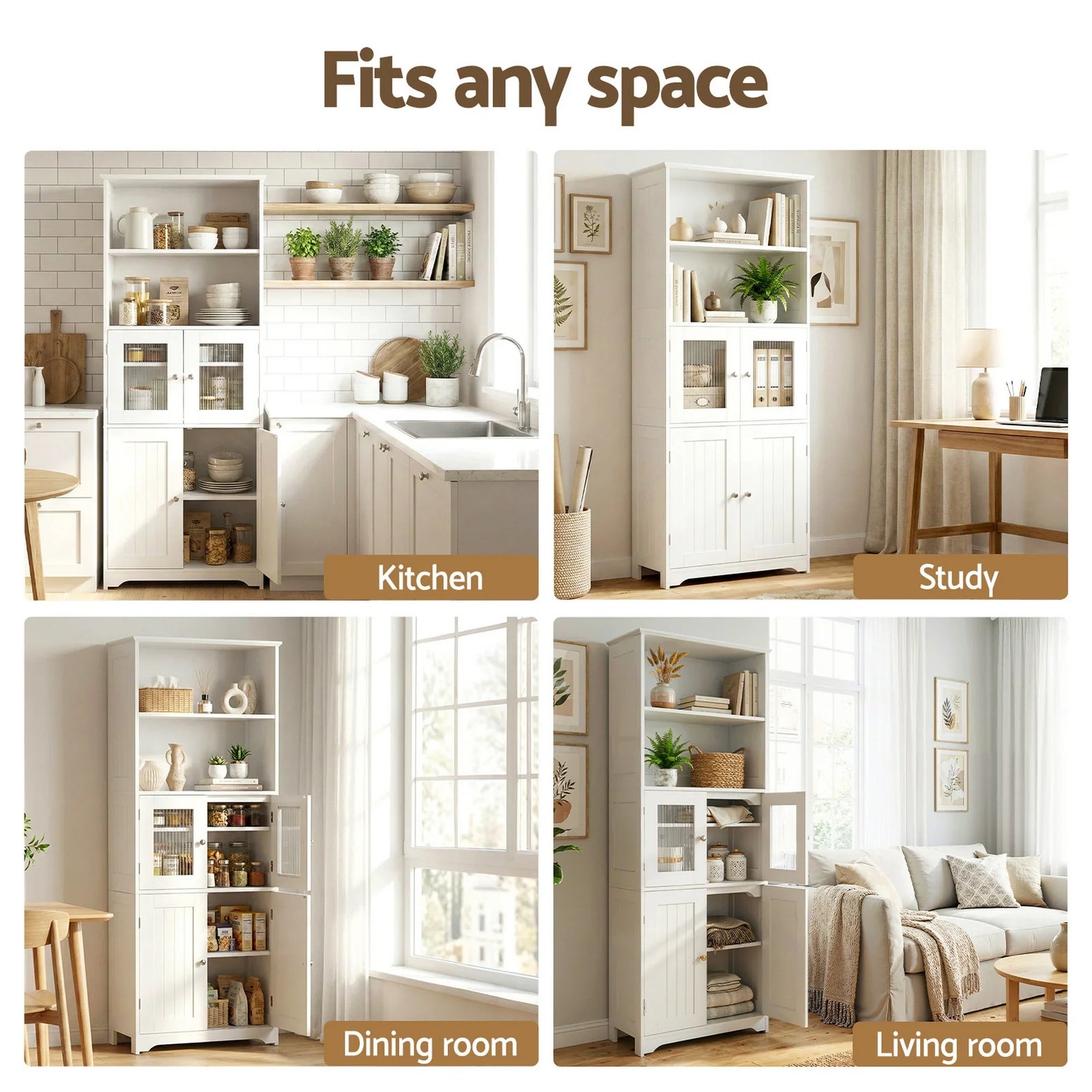 2x Buffet Sideboard Cabinet Pantry Kitchen Bathroom Storage Cupboard