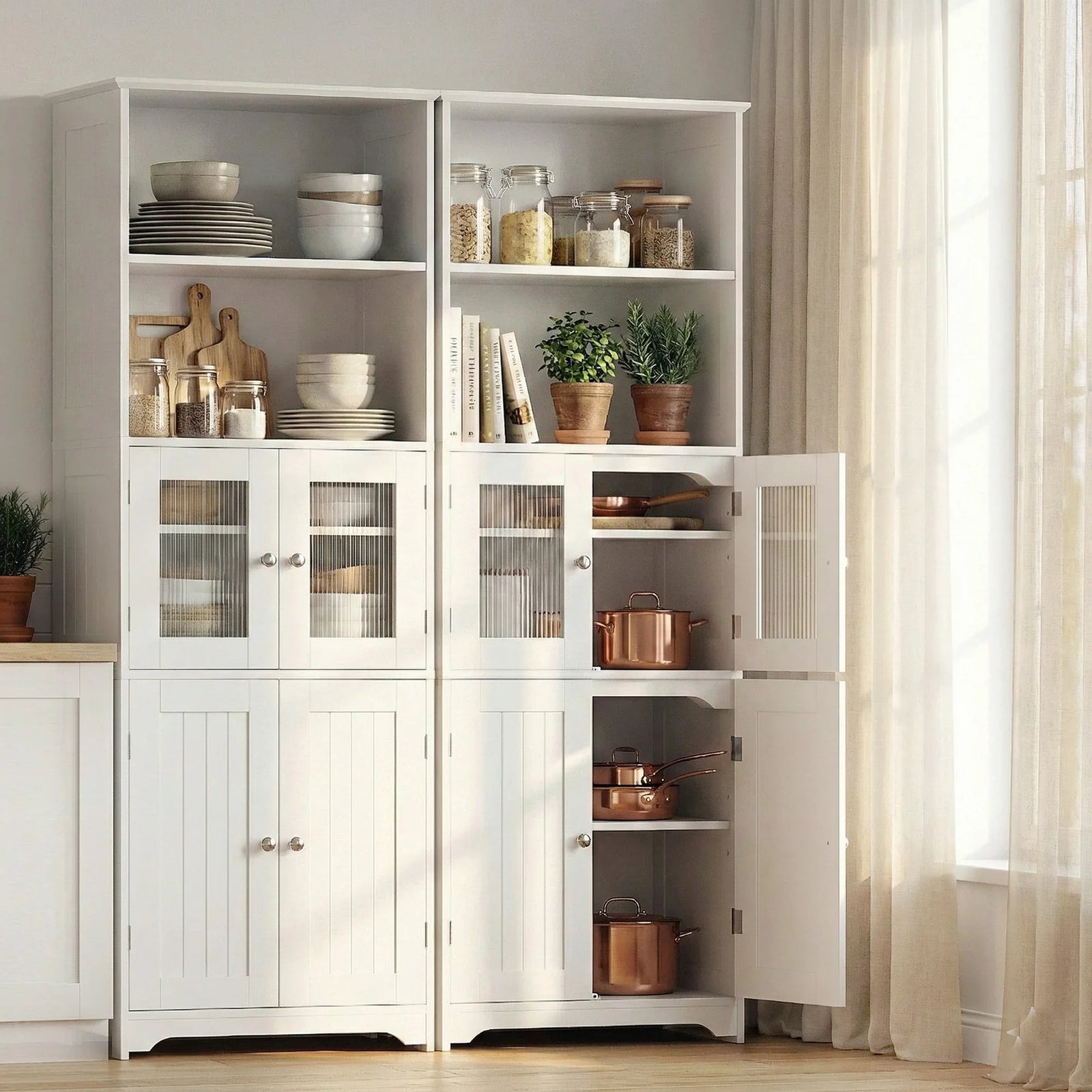 2x Buffet Sideboard Cabinet Pantry Kitchen Bathroom Storage Cupboard